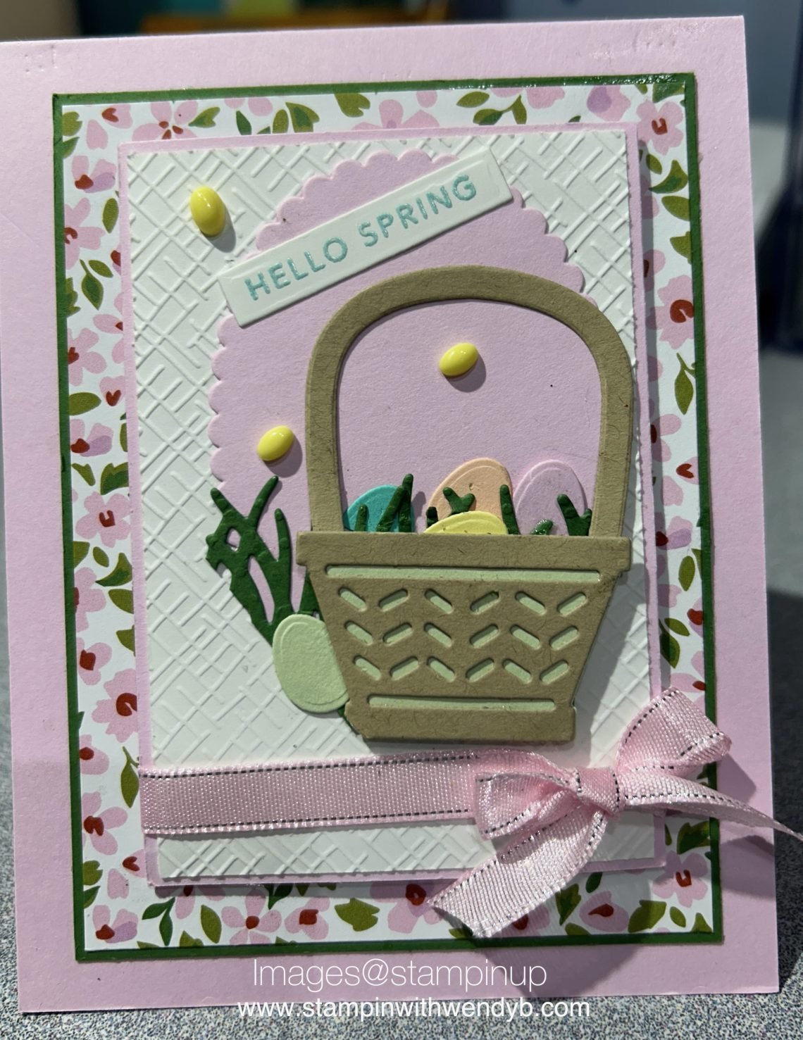 Basket Bunch is a retired set but I thought it was very cute to make this card in class.